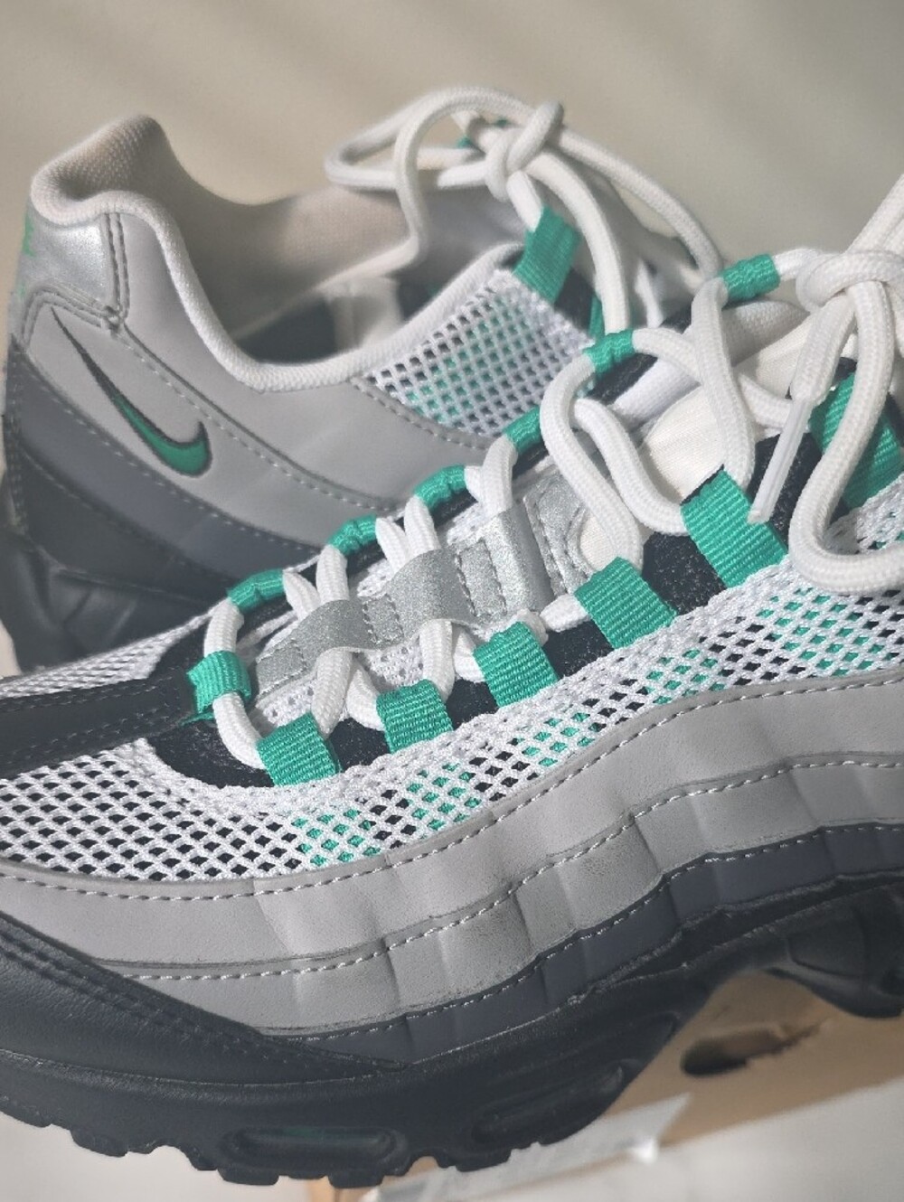 Nike Air Max 95 Gray and Teal Athletic Sneakers - Picture 9 of 10